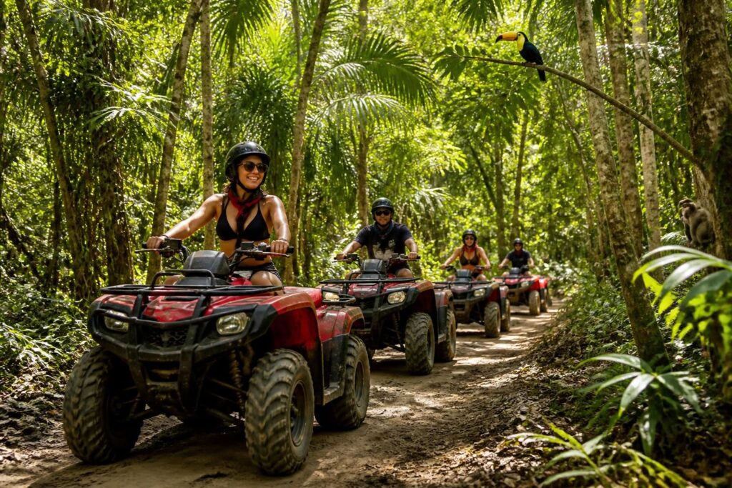 descubre la aventura en la selva de akumal con nuestro tour en atv. incluye guía experto, equipo completo y paradas en sitios naturales impresionantes. ¡prepárate para una experiencia única llena de emoción y naturaleza!