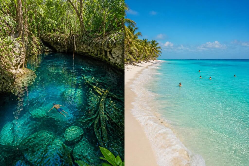 descubre las principales diferencias entre nadar en un cenote y en el mar caribe, desde la claridad del agua hasta la biodiversidad, para elegir la experiencia perfecta en tus vacaciones.