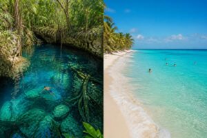 Diferencias clave entre nadar en un cenote y en el mar Caribe