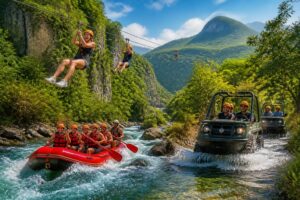Qué incluye el tour de tirolesas, rafting y anfibios en Xplor